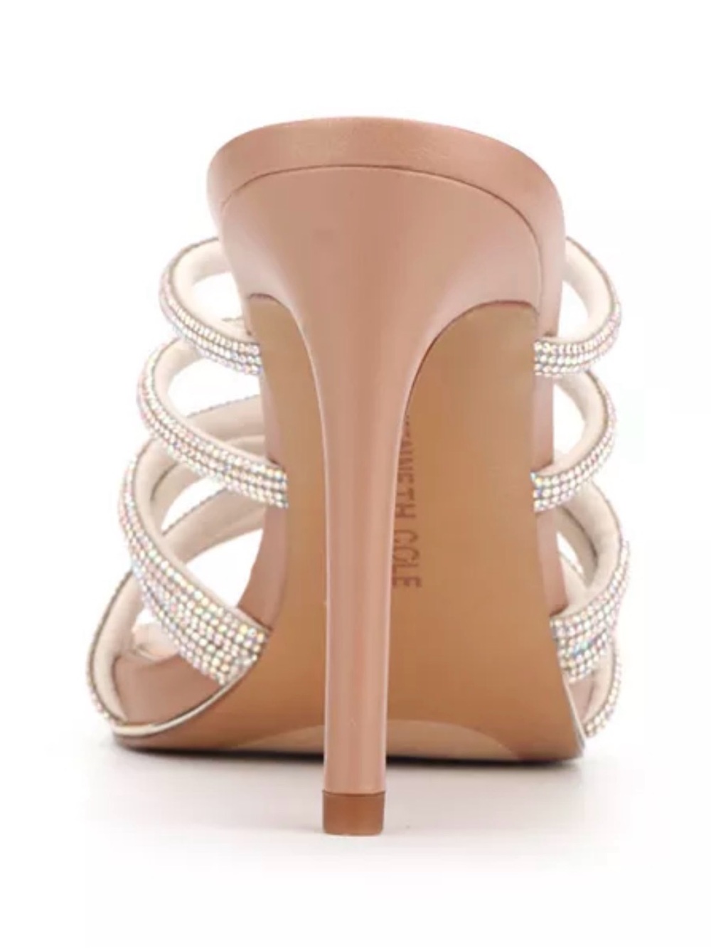 Kenneth Cole Brooke Twist Silver Crystal Stiletto Mules | Sz. 8.5 (NWB) - Picture 6 of 9